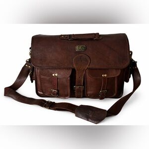 CUERO Vintage Brown Leather Messenger Bag Distressed Satchel Briefcase